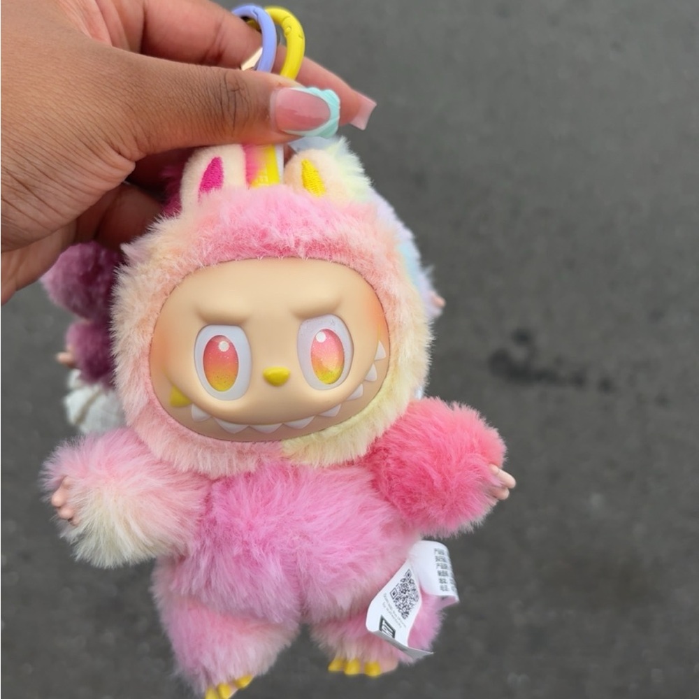 Cute Pink and Yellow Plush Monster Keychain